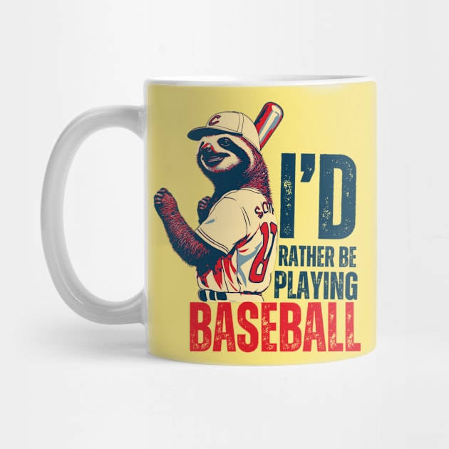 I'd Rather Be Playing Baseball Sloth Baseball Player by DesignArchitect